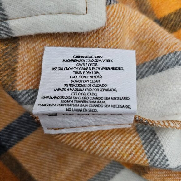 HFX Plaid Flannel Oversized Shacket Front Snap Shirt Jacket New Womens Yellow XL - Picture 11 of 13